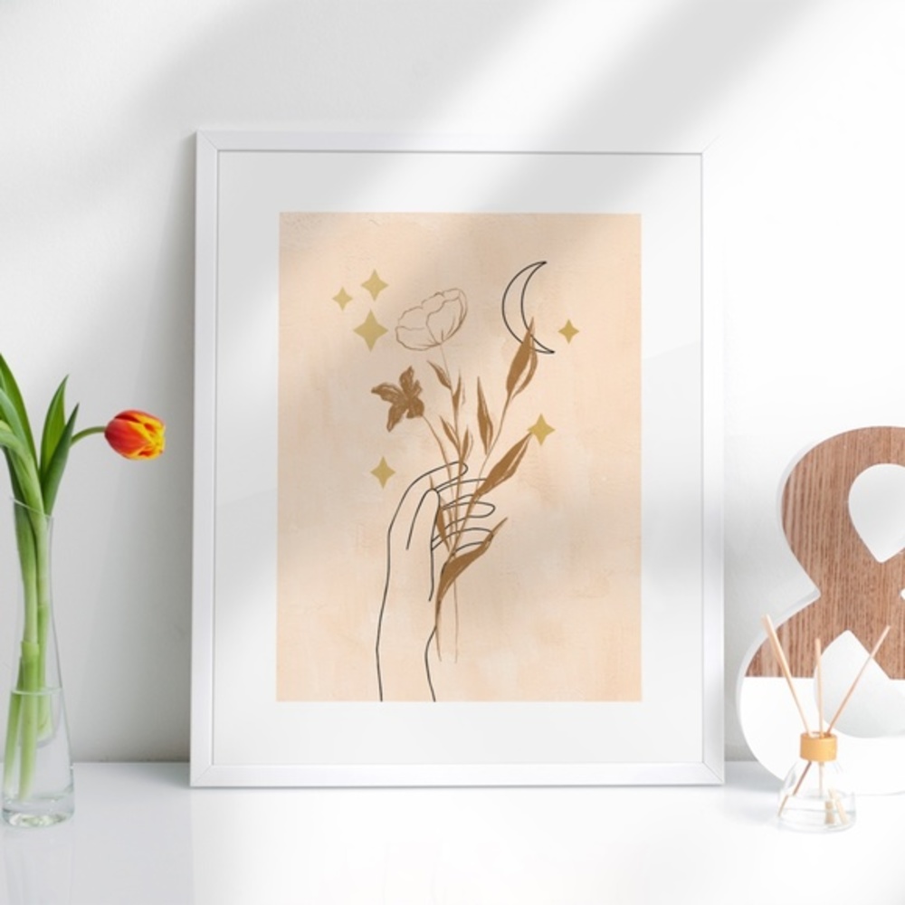 Wall Art Bohemian Celestial Hands Print Poster Illustration Unframed - Picture 2 of 5